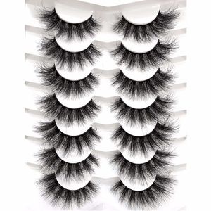 fluffy, faux mink lashes 8D - black wispy cat-eye - 7 pairs